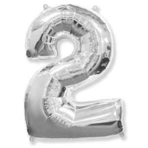 Шар Цифра Серебро 102см , От 0 до 9, 1 шт. Flexmetal